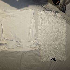 DKNY White Smocked Shirt & Workshop Off The Shoulder Top